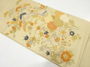 アンティーク　笠松に梅・菊・橘模様織り出し袋帯（材料）